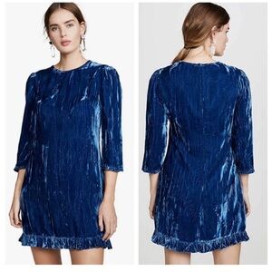 Shoshanna Royal Blue Velvet Mini Dress